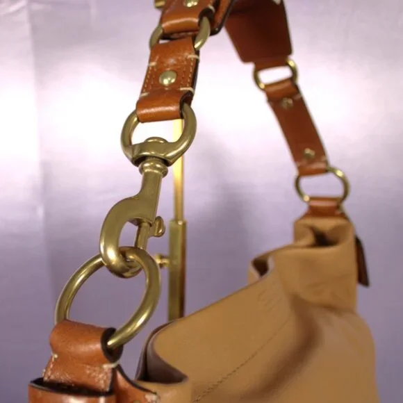 Coach Leather Hobo Shoulder Bag Tan Brown Brass Hardware NWOT - Picture 7 of 15